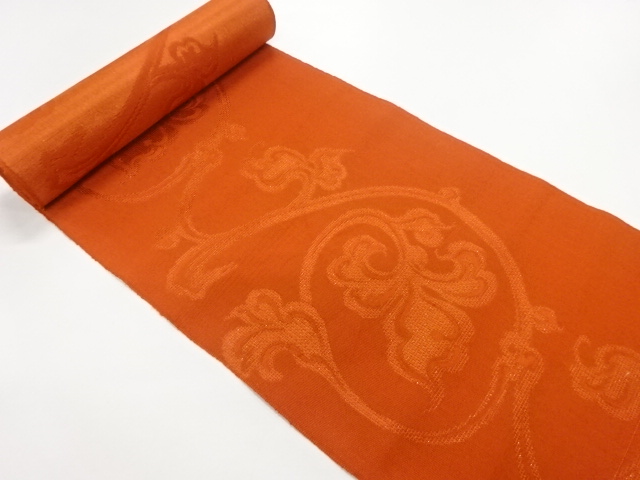 JAPANESE KIMONO / ANTIQUE BOLT FOR HASSUN OBI / WOVEN FLORAL ARABESQUE